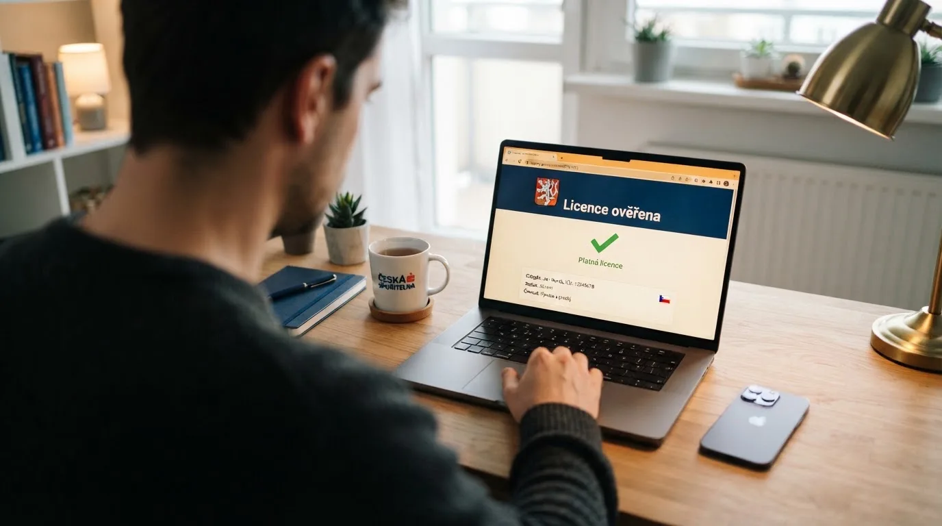 Úřední dokument s razítkem Ministerstva financí ČR položený na klávesnici, na monitoru v pozadí logo .cz domény